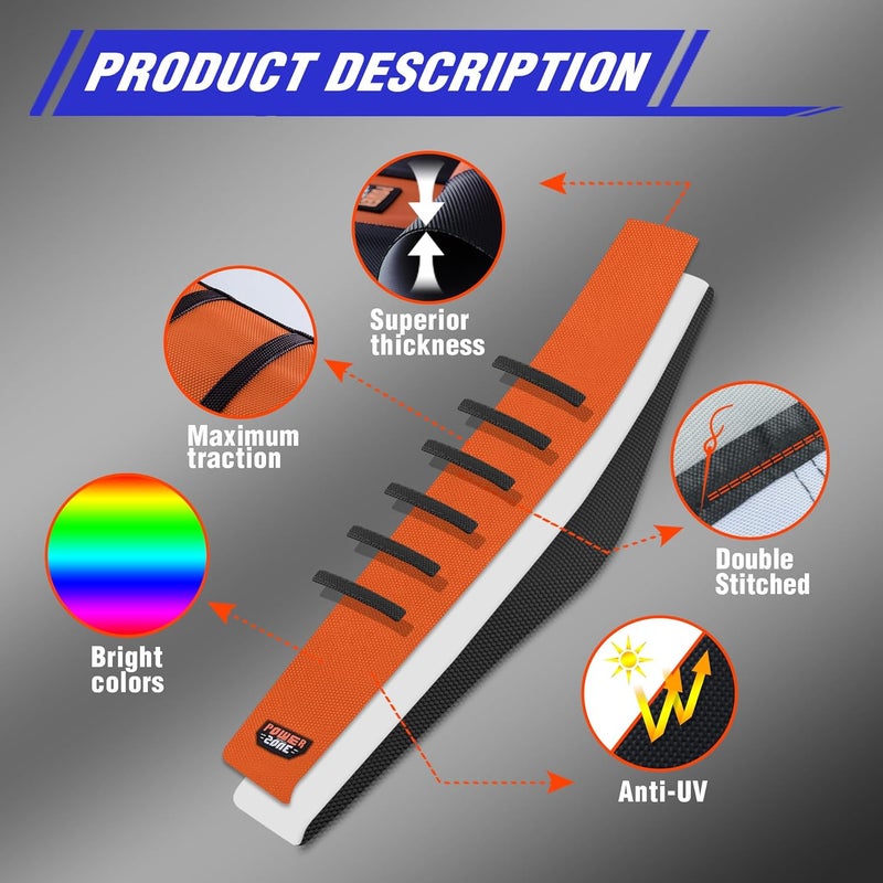 fewfuss Gripper Rubber Dirt Bike Seat Cover - Universal Soft Seat Cover for Most Dirt Bike Motorcycle (Black-Orange) - Image 3